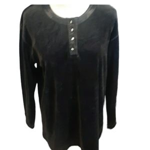 Vittadini sport women's black velour pullover top size s